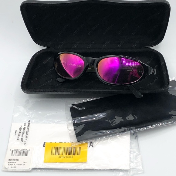 Balenciaga BB0007S Black Violet Sunglasses - Picture 3 of 14